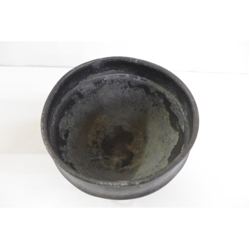 623 - A pewter bowl, Archibald Knox for Liberty design, not marked, diameter 123mm, a/f