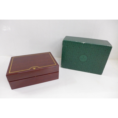 627 - A wooden Rolex wristwatch box with outer box