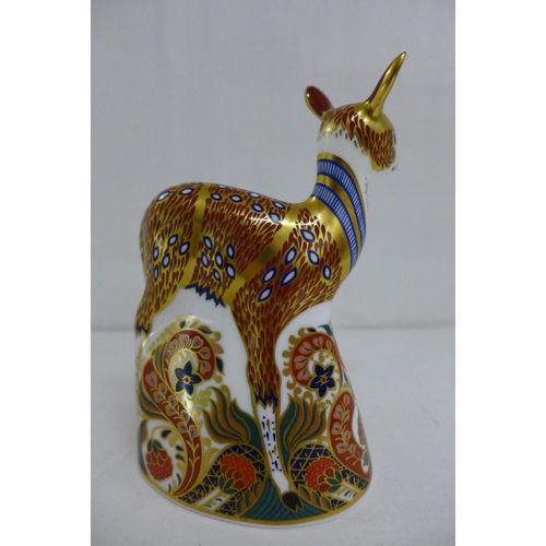 641 - A Royal Crown Derby Paperweight - Collectors Guild Exclusive Fawn, with gold stopper and original bo... 