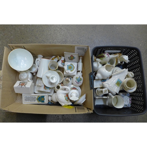 670 - A collection of crested china including one aircraft, propeller a/f, Nottingham, etc.