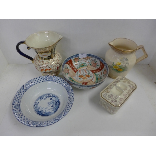 685 - A Chinese Imari bowl and other china, one jug a/f