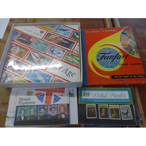 700 - Two stamp albums with loose stamps and mint stamp packs, etc.