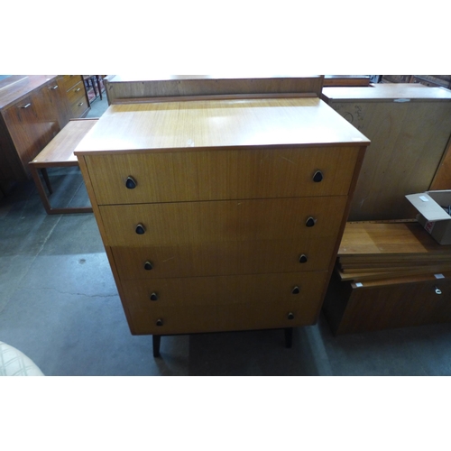 105 - A teak bureau and a chest of drawers