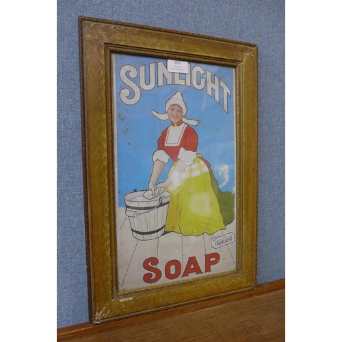 357 - A Sunlight Soap advertising print, framed