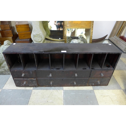 370 - A Victorian pine table top pigeon hole cabinet