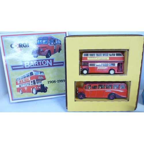 753 - A Corgi Barton 1908-1989 set, a Corgi Classics Nottingham bus and a Models of Yesteryear car, boxed