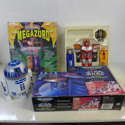 754 - Two vintage toys comprising Power Rangers Megazord and Micro Machines Star Wars R2-D2/Jabba's Palace