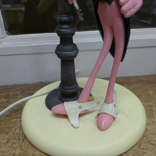 788 - An Italian Pink Panther table lamp (lacking shade)