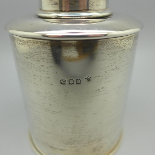 828 - A silver tea cannister, London 1916, 96g, diameter 73mm