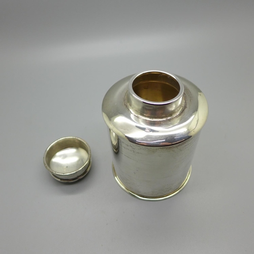 828 - A silver tea cannister, London 1916, 96g, diameter 73mm