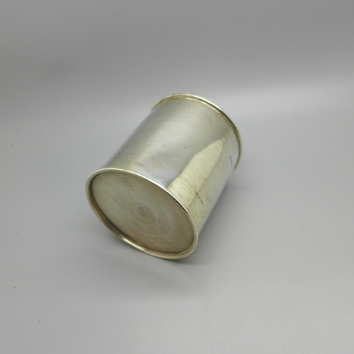 828 - A silver tea cannister, London 1916, 96g, diameter 73mm