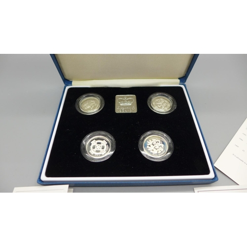 841 - A 1994-1997 UK silver proof Piedfort £1 collection, complete with all certificates