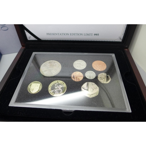 851 - A Royal Mint UK proof coin collection 2000 and a Westminster The Queen's New Portrait Specimen Set, ... 
