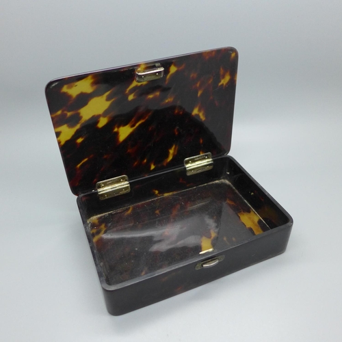 853 - A silver mounted tortoiseshell box, London 1914, 158mm wide