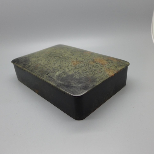 853 - A silver mounted tortoiseshell box, London 1914, 158mm wide
