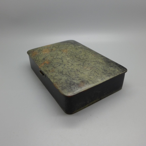 853 - A silver mounted tortoiseshell box, London 1914, 158mm wide