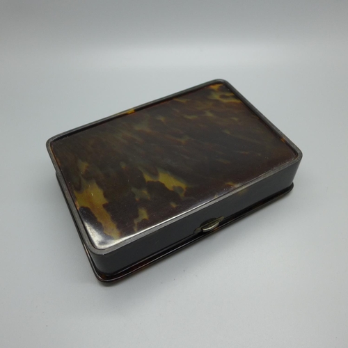 853 - A silver mounted tortoiseshell box, London 1914, 158mm wide