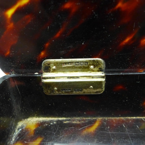 853 - A silver mounted tortoiseshell box, London 1914, 158mm wide