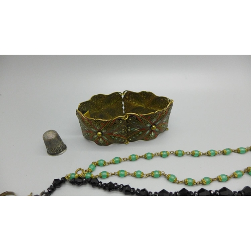 925 - Costume jewellery, some silver