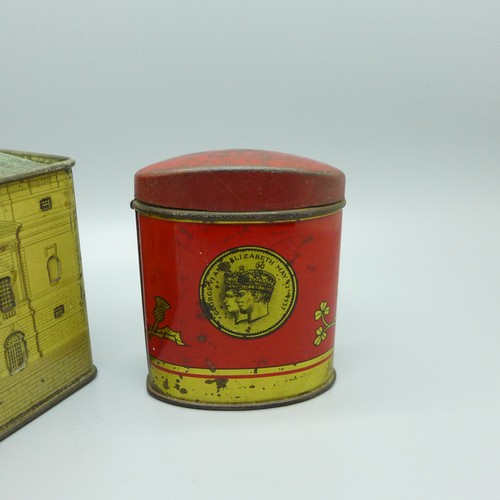914 - A Cauldon Potteries Limited The Queen's Dolls' House money box tin and an Oxo George VI Coronation s... 
