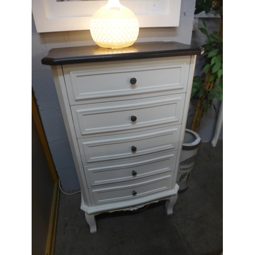 1409 - A white painted five drawer tallboy