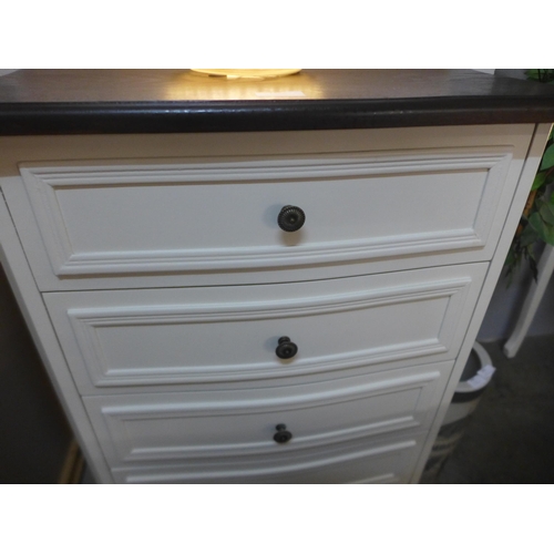 1409 - A white painted five drawer tallboy