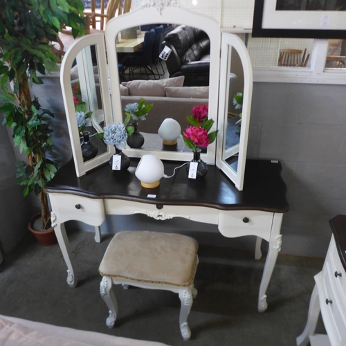 1410 - A white painted dressing table, stool and mirror