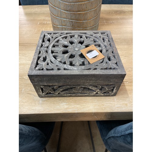 1450 - A Lustro silver finish carved fretwork box (2060710)   #