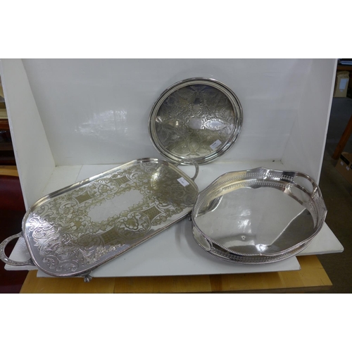 1193 - Three silver plated trays **PLEASE NOTE THIS LOT IS NOT ELIGIBLE FOR POSTING AND PACKING**