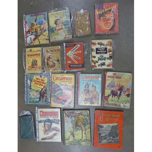 1207 - Vintage books and annuals, Daily Mail Boys Annual, Champion Annual For Boys, 1956 and 1968, etc. **P... 