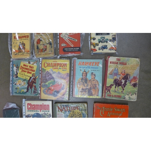 1207 - Vintage books and annuals, Daily Mail Boys Annual, Champion Annual For Boys, 1956 and 1968, etc. **P... 