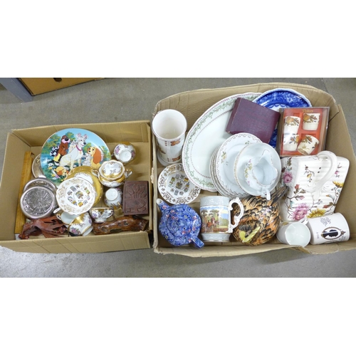 1217 - China and wooden items including Paragon, Shelley, etc., and four plated and glass coasters **PLEASE... 