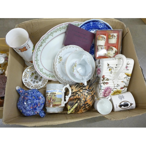 1217 - China and wooden items including Paragon, Shelley, etc., and four plated and glass coasters **PLEASE... 