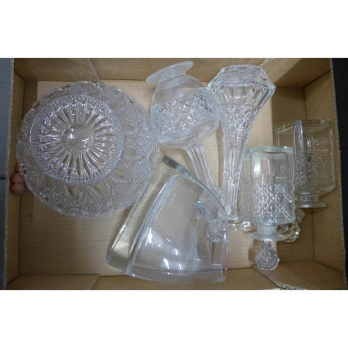 1224 - Four decanters, a large cut glass bowl and one other **PLEASE NOTE THIS LOT IS NOT ELIGIBLE FOR POST... 