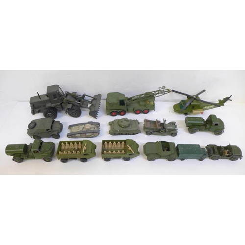 691 - A collection of die-cast military vehicles, Dinky, Lesney, Matchbox, etc.