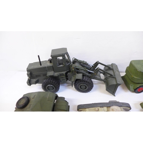 691 - A collection of die-cast military vehicles, Dinky, Lesney, Matchbox, etc.