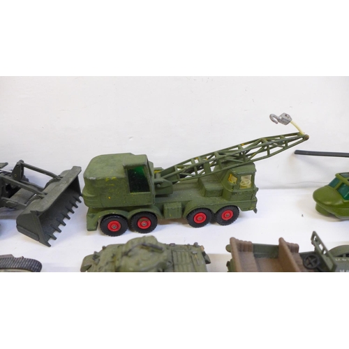 691 - A collection of die-cast military vehicles, Dinky, Lesney, Matchbox, etc.