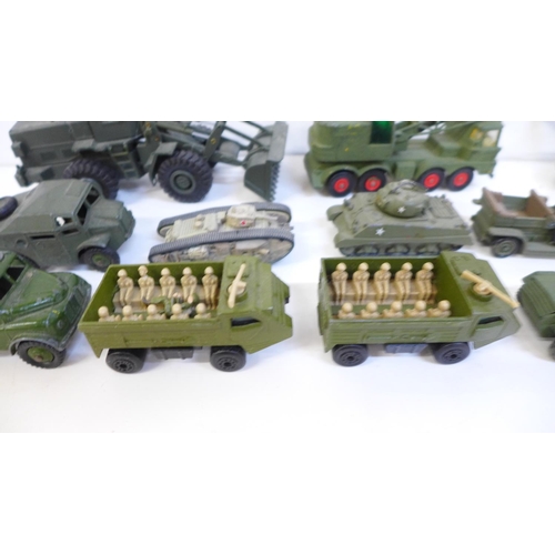 691 - A collection of die-cast military vehicles, Dinky, Lesney, Matchbox, etc.