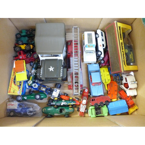 695 - A collection of model vehicles, Matchbox 18 Field Car, with box, a Tonka Jeep, box a/f, Corgi Chevro... 