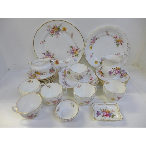 698 - Royal Crown Derby Derby Posies tea and dinnerwares, six setting, a dish, sandwich plate, etc.