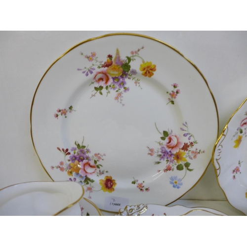 698 - Royal Crown Derby Derby Posies tea and dinnerwares, six setting, a dish, sandwich plate, etc.