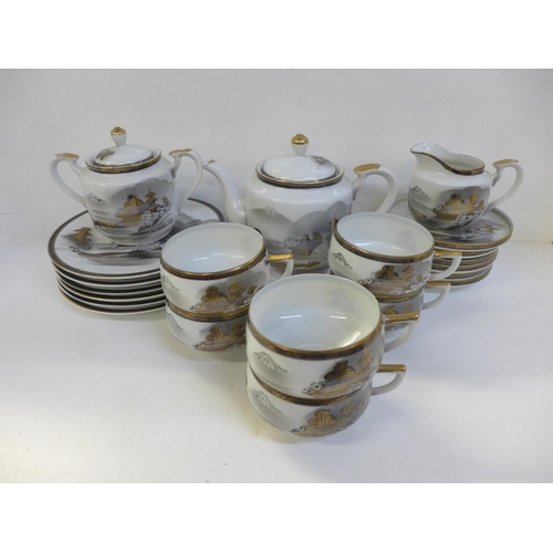 708 - A Japanese Hayasi Geish Girl six setting tea set