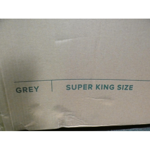 3040 - A grey fabric superking upholstered, wingback platform bed * this lot is subject to VAT