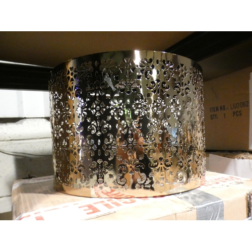 3077 - A copper, cylindrical lampshade and a copper five-light flush mount fitting * this lot is subject to... 