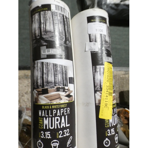 3084 - 2 Rolls of black and white forest, large mural wallpaper, 3.15 x 2.32m * this lot is subject to VAT