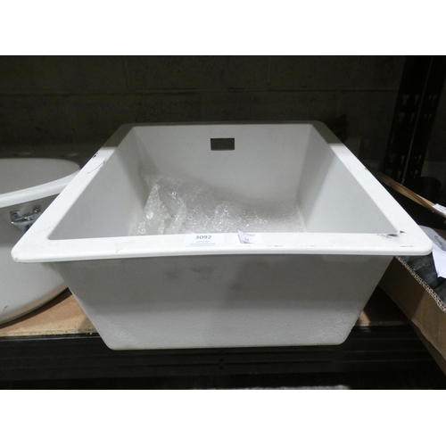 3092 - A white, quartz composite sink, 460 x 405 x 205mm * this lot is subject to VAT