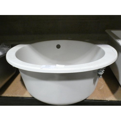 3093 - A white quartz composite circular sink, 500 x 195mm * this lot is subject to VAT