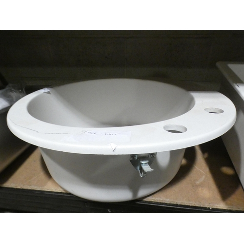 3093 - A white quartz composite circular sink, 500 x 195mm * this lot is subject to VAT