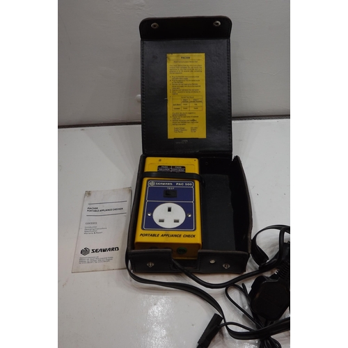 2105 - Seaward Pac 500 portable appliance checker with instructions, leads, leather case - boxed - W