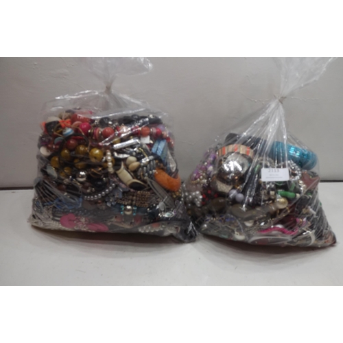 2113 - 2 Bags of costume jewellery, approx 300-350 pcs